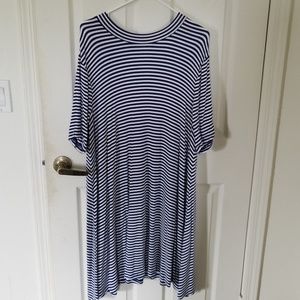 Old navy blue and white striped jersey swing dress